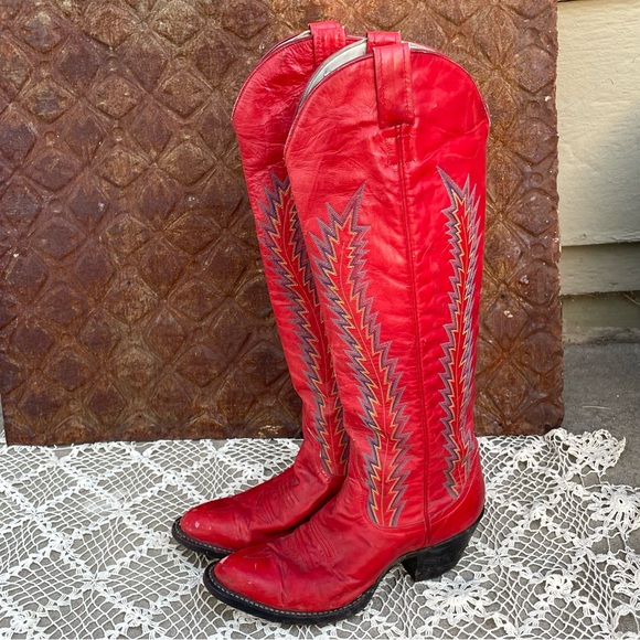 Vintage Western Larry Mahan cowboy red boots - Picture 6 of 9